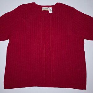 Alfred Dunner Womens Red Short Sleeve Sweater Size 2X